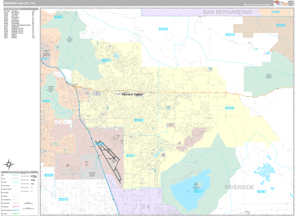 Moreno Valley, CA Wall Map